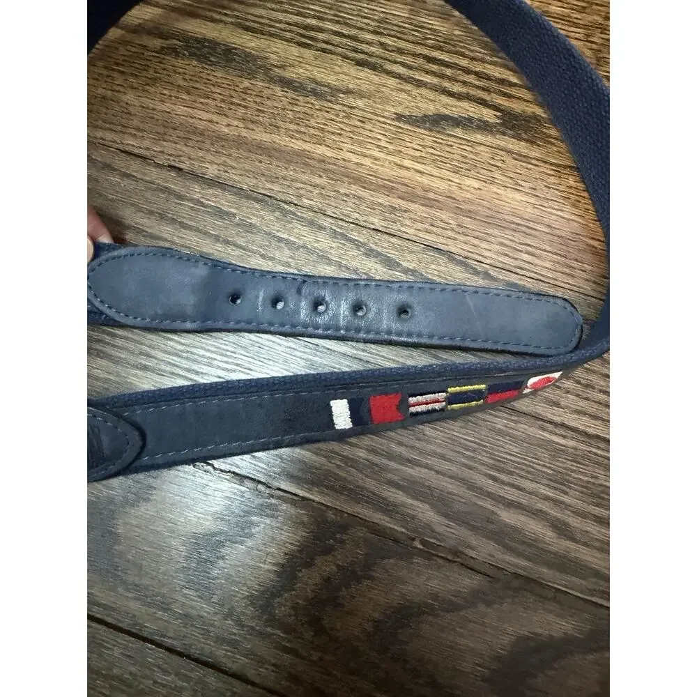 Zeppelin Navy Blue Nautical Flags Embroidered Belt Sz 38